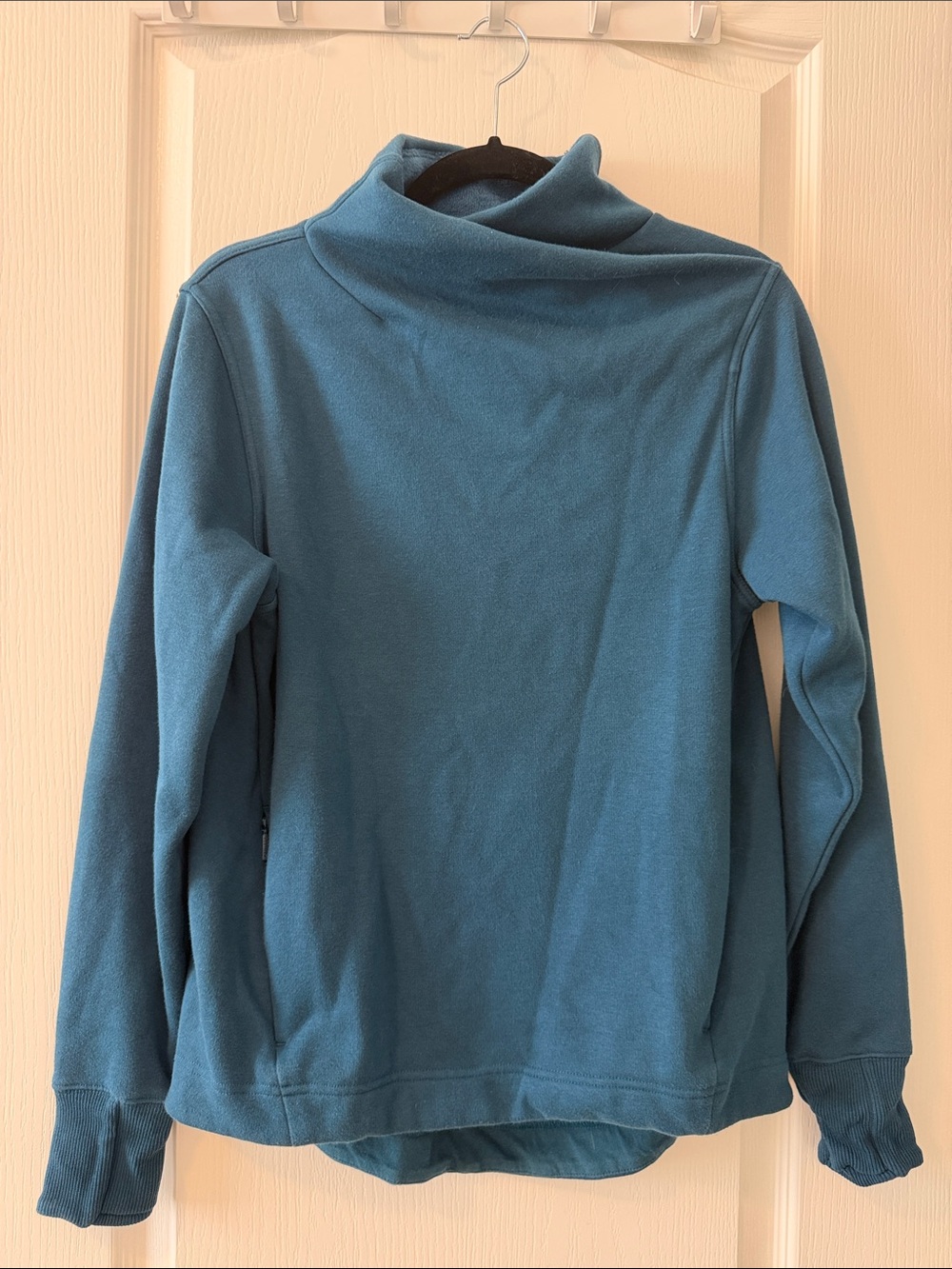 Athleta Teal Pullover Cozy Funnel-Neck Sweatshirt